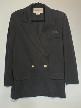Castleberry London New York Black Blazer Size 10 Double Breasted Gold Buttons